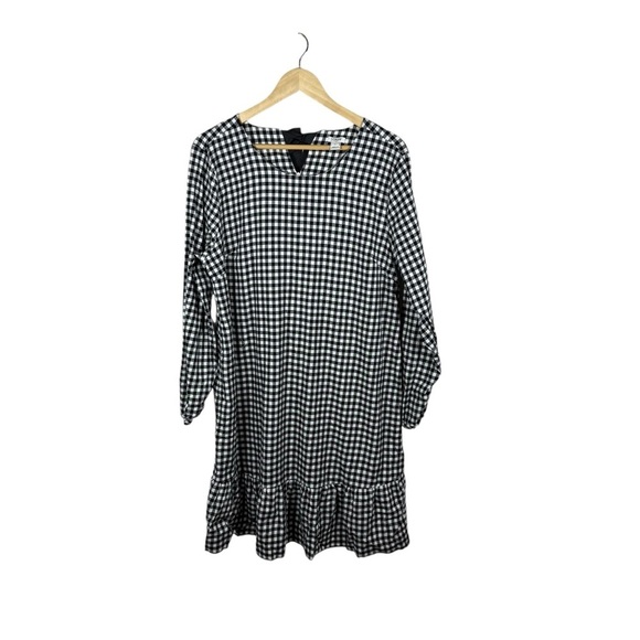 J. Crew Women’s Flannel Gingham Ruffle Mini Dress Black/White Size XL - Picture 3 of 11